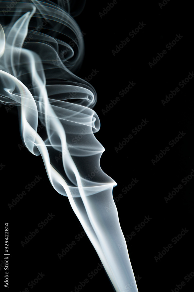 White smoke on black background