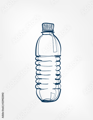 water bottle plastic vector one line art drink isolated sketch