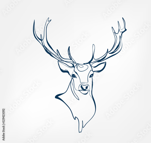 deer vector animal wild one line design