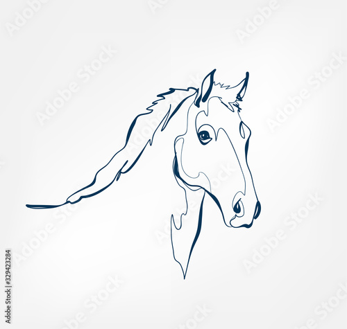 horse vector animal wild one line design