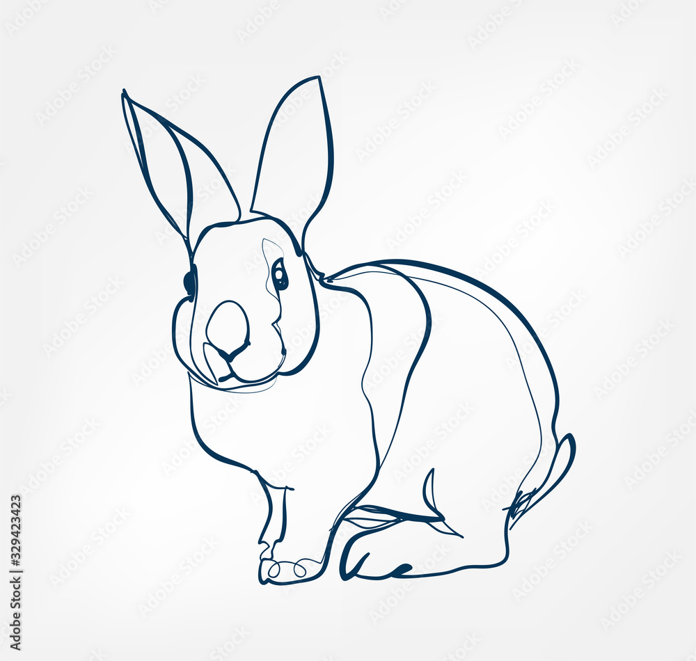 Obraz premium rabbit vector animal wild one line design