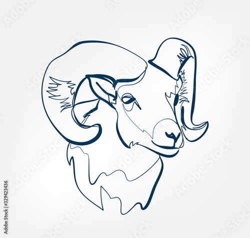 ram vector animal wild one line design
