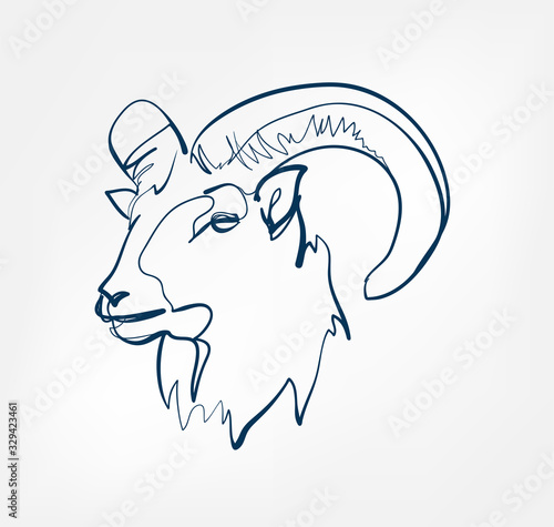 ram vector animal wild one line design