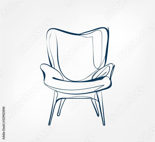 armchair one line vector design element isolated