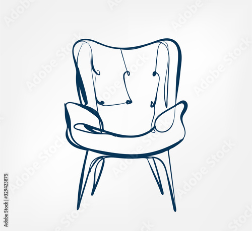 armchair one line vector design element isolated