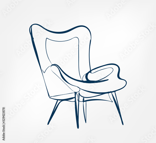 armchair one line vector design element isolated