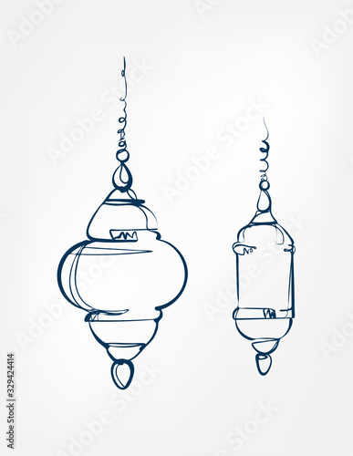 turkish lamp one line vector design element isolated