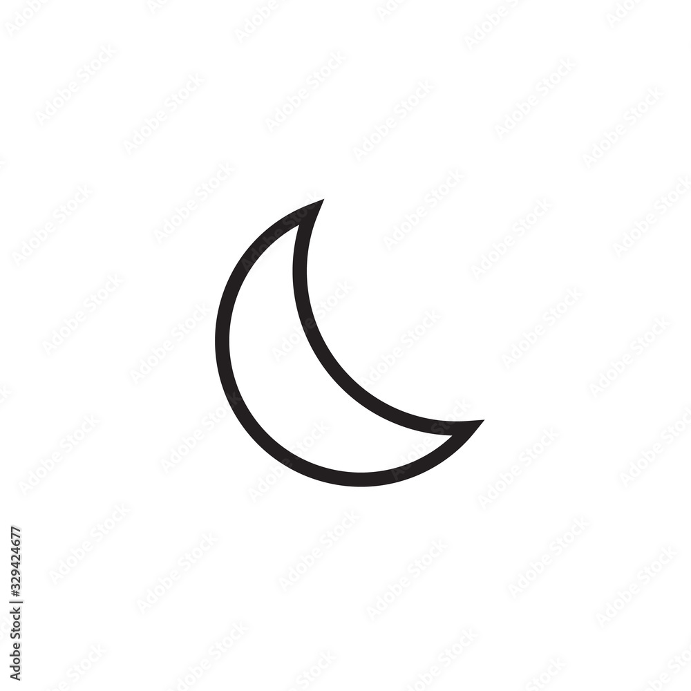 Crescent moon, evening or nighttime line art for apps and websites. Night Mode. Stock Vector illustration isolated on white background. Crescent moon, evening or nighttime line art for apps and websites. Night Mode. Stock Vector illustration isolated on white background.