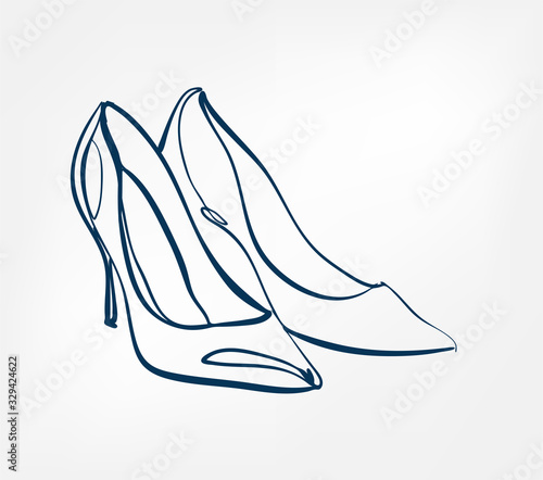 women shoes stilettos one line vector design element isolated