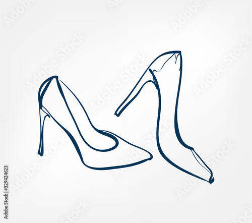 women shoes stilettos one line vector design element isolated