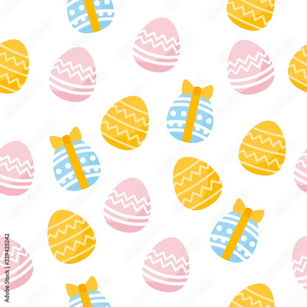 Easter Wrapping Paper with Patterned Eggs on White Background