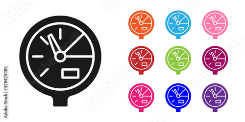 Black Water meter icon isolated on white background. Set icons colorful. Vector Illustration