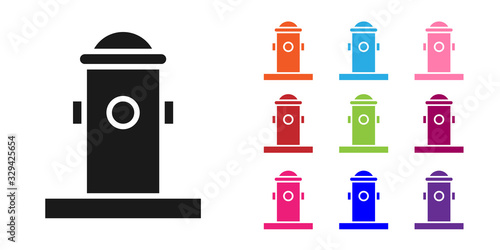 Black Fire hydrant icon isolated on white background. Set icons colorful. Vector Illustration