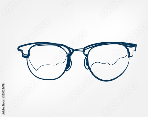 eyeglass frame one line vector isolated design element
