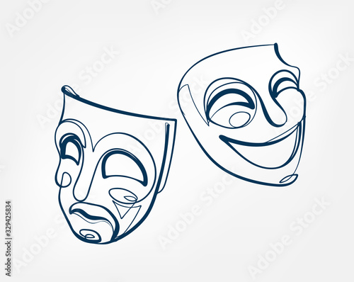 mask one line vector isolated design element