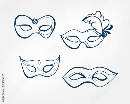 mask one line vector isolated design element