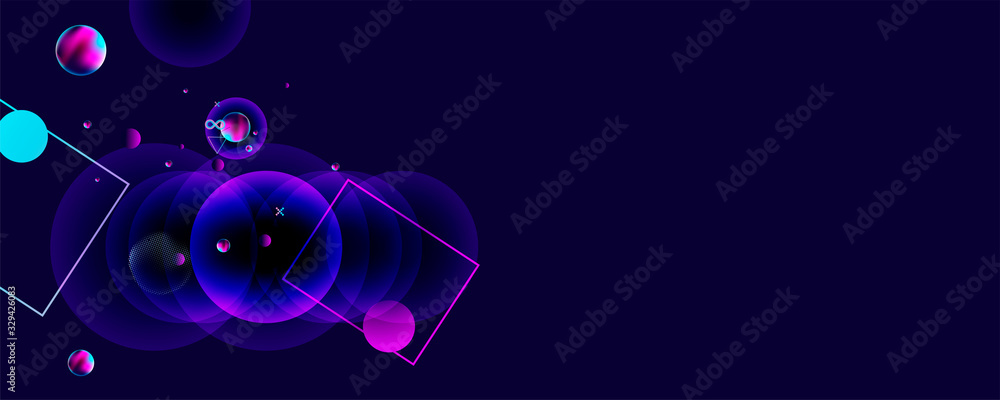 Dark retro futuristic art neon abstraction background cosmos new art 3d starry sky glowing galaxy and planets blue circles Dark retro futuristic art neon abstraction background cosmos new art 3d starry sky glowing galaxy and planets blue circles