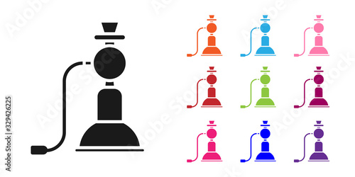 Black Hookah icon isolated on white background. Set icons colorful. Vector Illustration