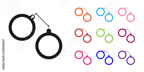 Black Handcuffs icon isolated on white background. Set icons colorful. Vector Illustration
