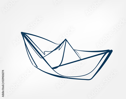 paper ship one line vector isolated design element