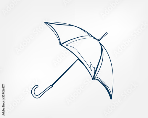 umbrella one line vector isolated design element