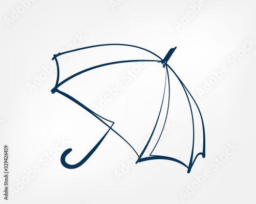 umbrella one line vector isolated design element