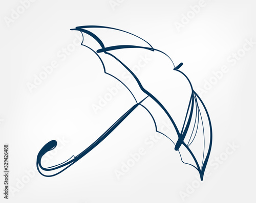umbrella one line vector isolated design element