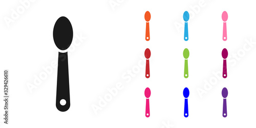 Black Heroin in a spoon icon isolated on white background. Concept of drug addiction and dependence from the narcotic. Junkie lifestyle. Set icons colorful. Vector Illustration