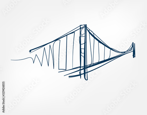 golden gate Sight vector art line isolated doodle illustration