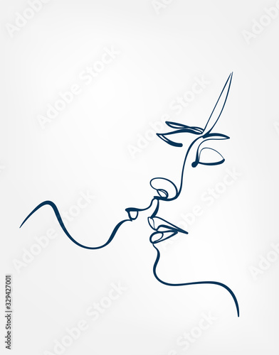 kiss vector art line isolated doodle illustration