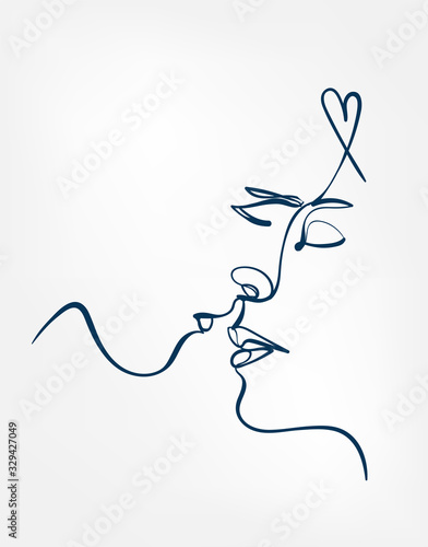 kiss vector art line isolated doodle illustration