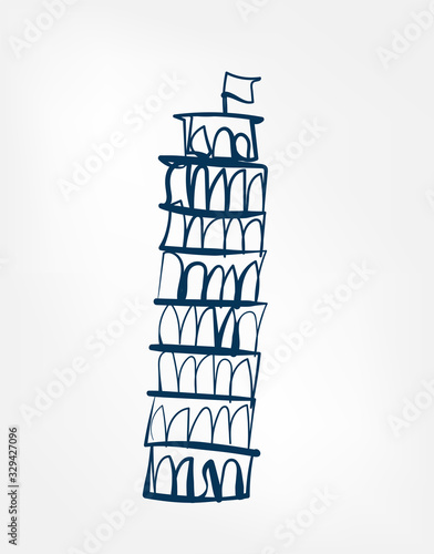 leaning tower of pisa Sight vector art line isolated doodle illustration