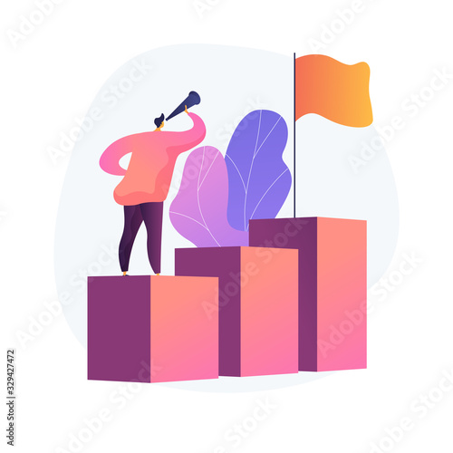Business vision, prediction and forecasting. Career opportunities monitoring. Job, perspectives searching, strategy planning. Leadership and motivation. Vector isolated concept metaphor illustration