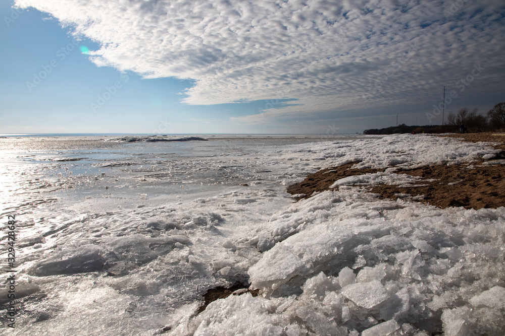 Obraz premium The shore of the Gulf of Finland near St. Petersburg.