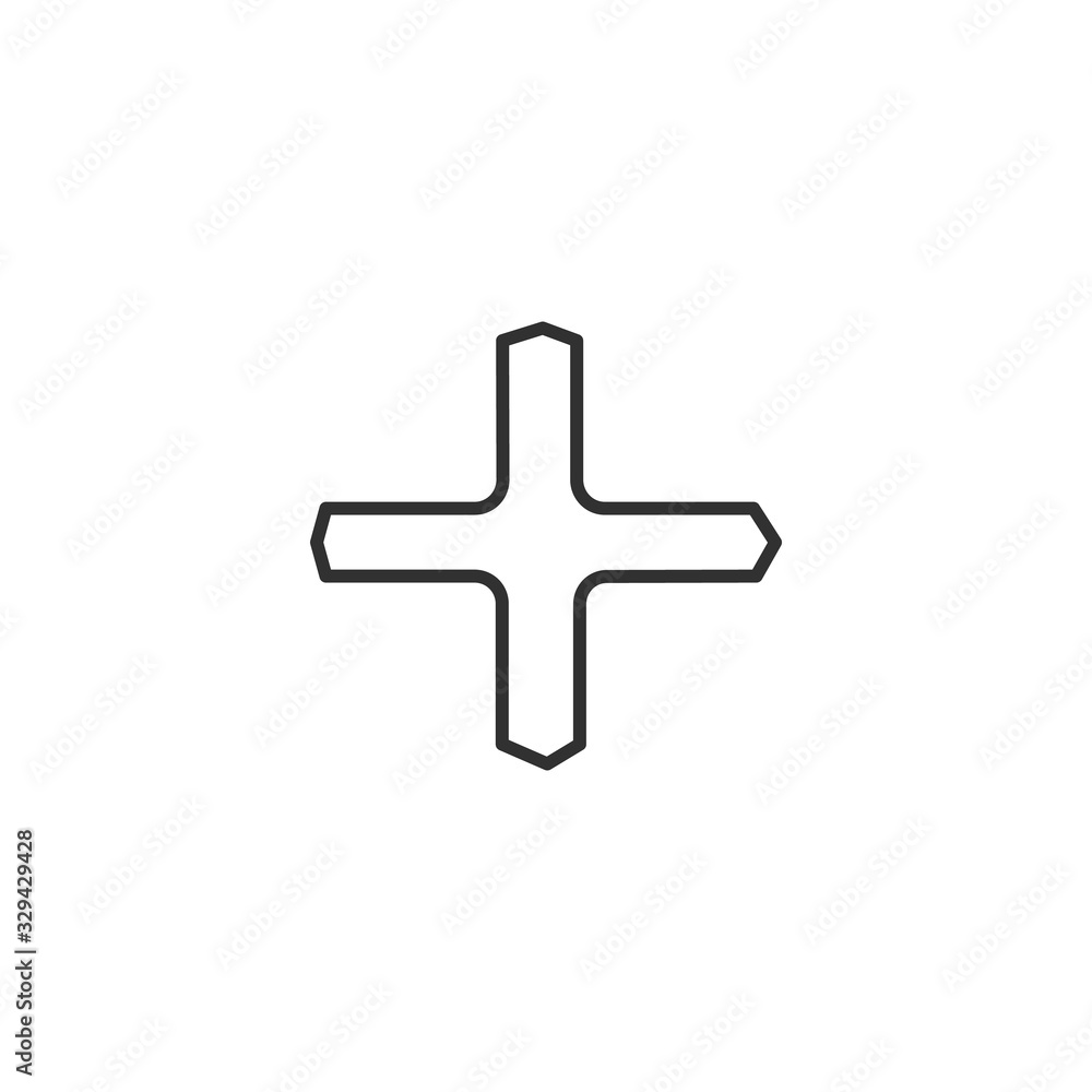 Plus or cross symbols. Linear cross sign isolated on a white background. Vector illustration. Plus or cross symbols. Linear cross sign isolated on a white background. Vector illustration.