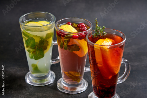 winter drinks with herbs and fruits