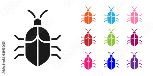 Fotobehang Black System bug concept icon isolated on white background