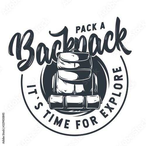 Emblem of a backpack for camping and travel