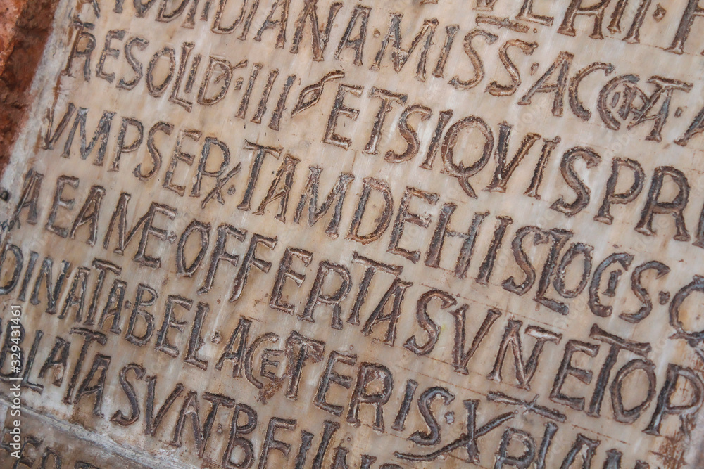 Precious writing in the Bocca de la verita in Rome. Italy Precious writing in the Bocca de la verita in Rome. Italy