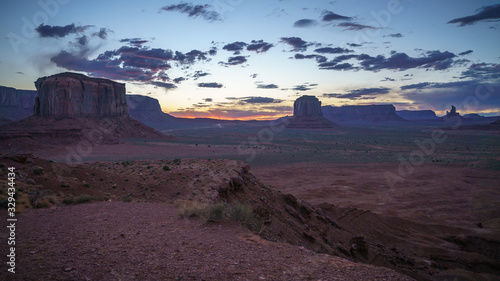 sunset at artists point in monument valley  usa