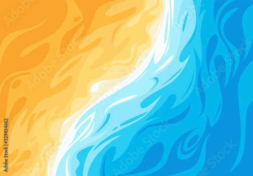 Vector illustration of a sandy beach on the sea, top view