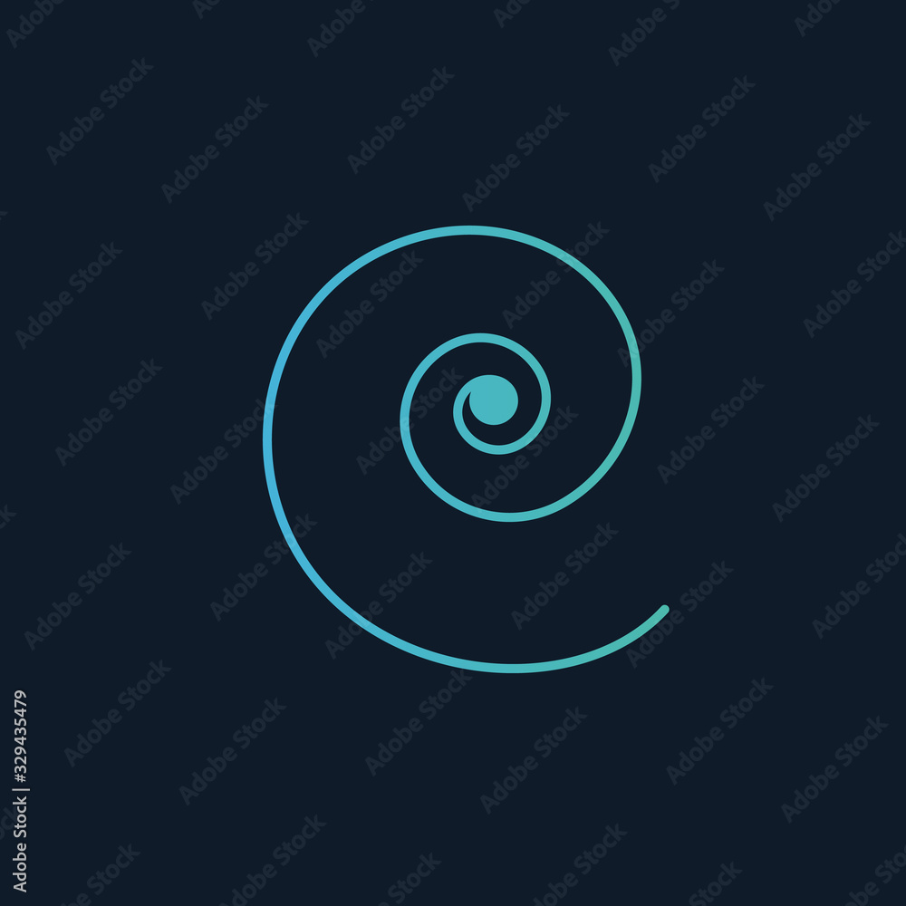 Linear spiral, swirl circle icon, Stock Vector illustration isolated on blue background. Linear spiral, swirl circle icon, Stock Vector illustration isolated on blue background.