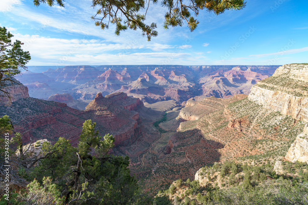 hiking the rim trail in grand canyon national park, arizona, usa