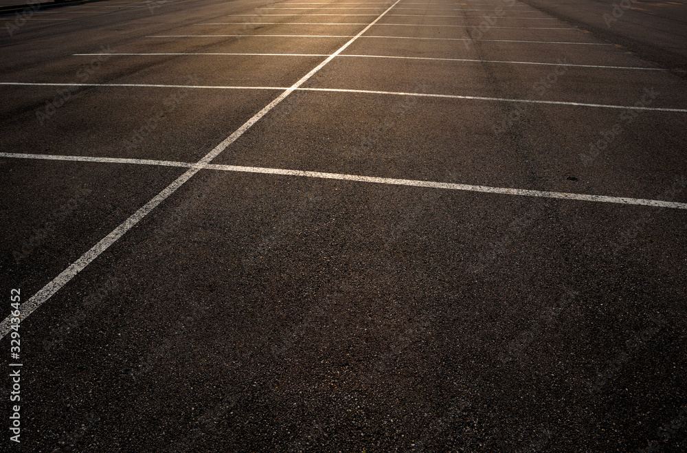 Empty parking lot at dusk