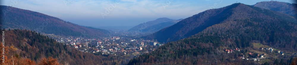 A small town between the mountains in Ukraine, the Carpathians
