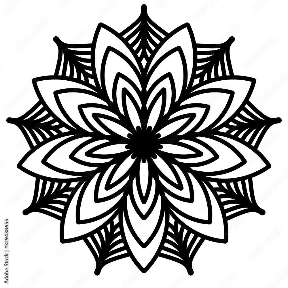 Fototapeta premium Abstract mandala on white background. Greeting Card, Invitation, Tattoo. Anti-Stress Therapy Pattern.