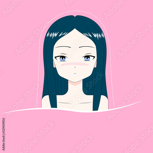 girl with long hair anime style