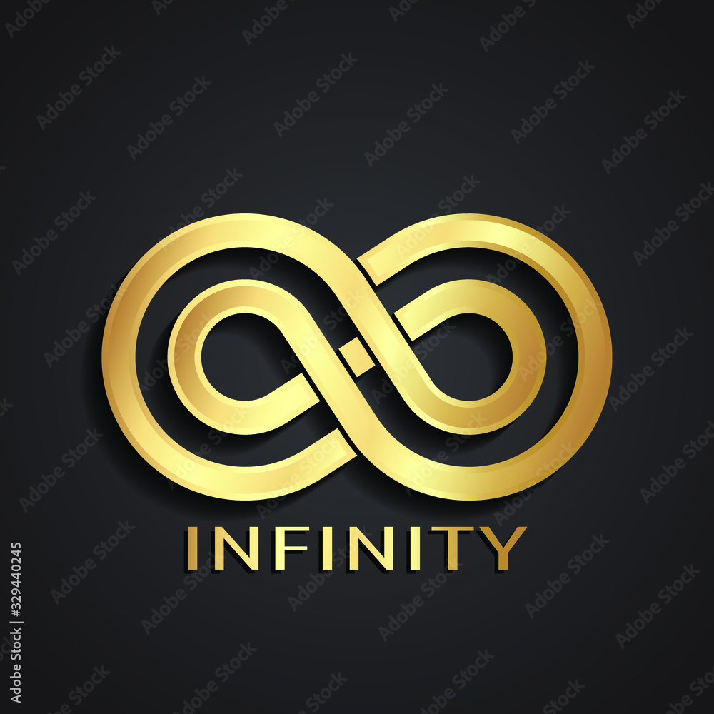 3d golden stylized infinity logo Stock Vector | Adobe Stock