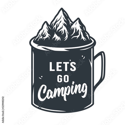 Tin metal mug for camping and travel