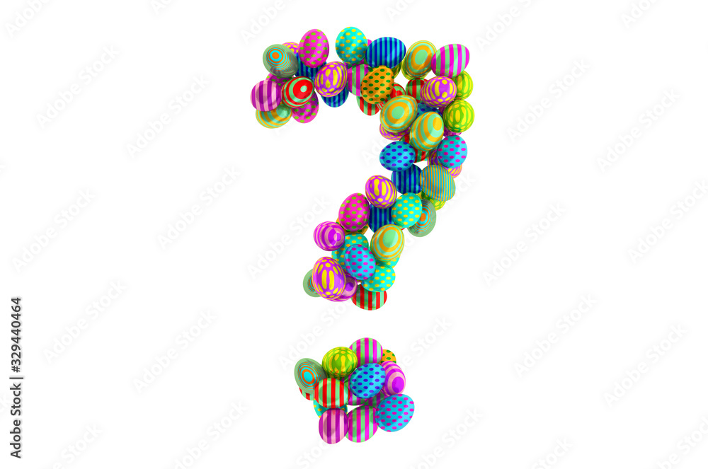 Question mark from colored Easter eggs, 3D rendering Question mark from colored Easter eggs, 3D rendering